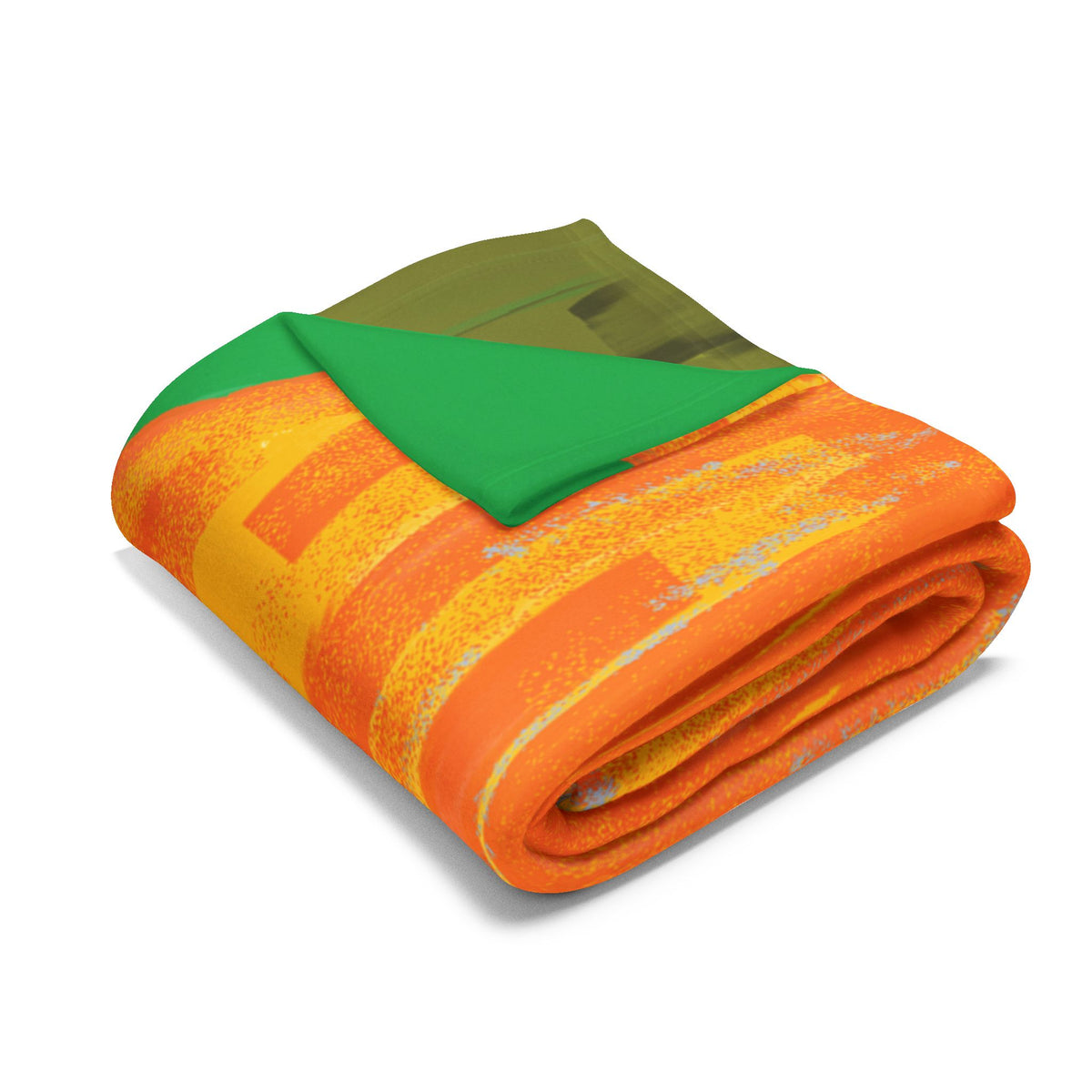 Abstract Sunset Mountain Arctic Fleece Blanket | Green Orange Landscape