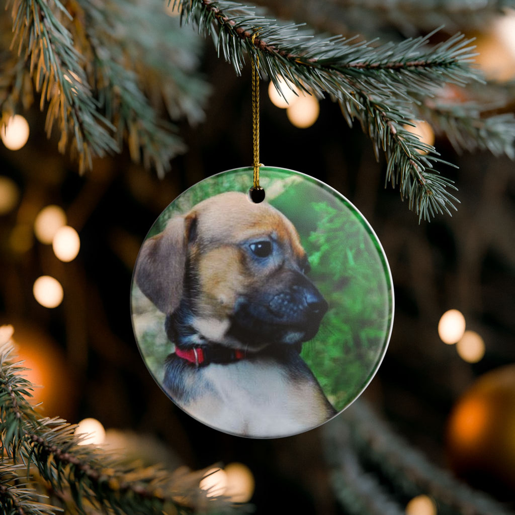 Puppy Portrait Ornament | Ceramic Round Photo Ornament