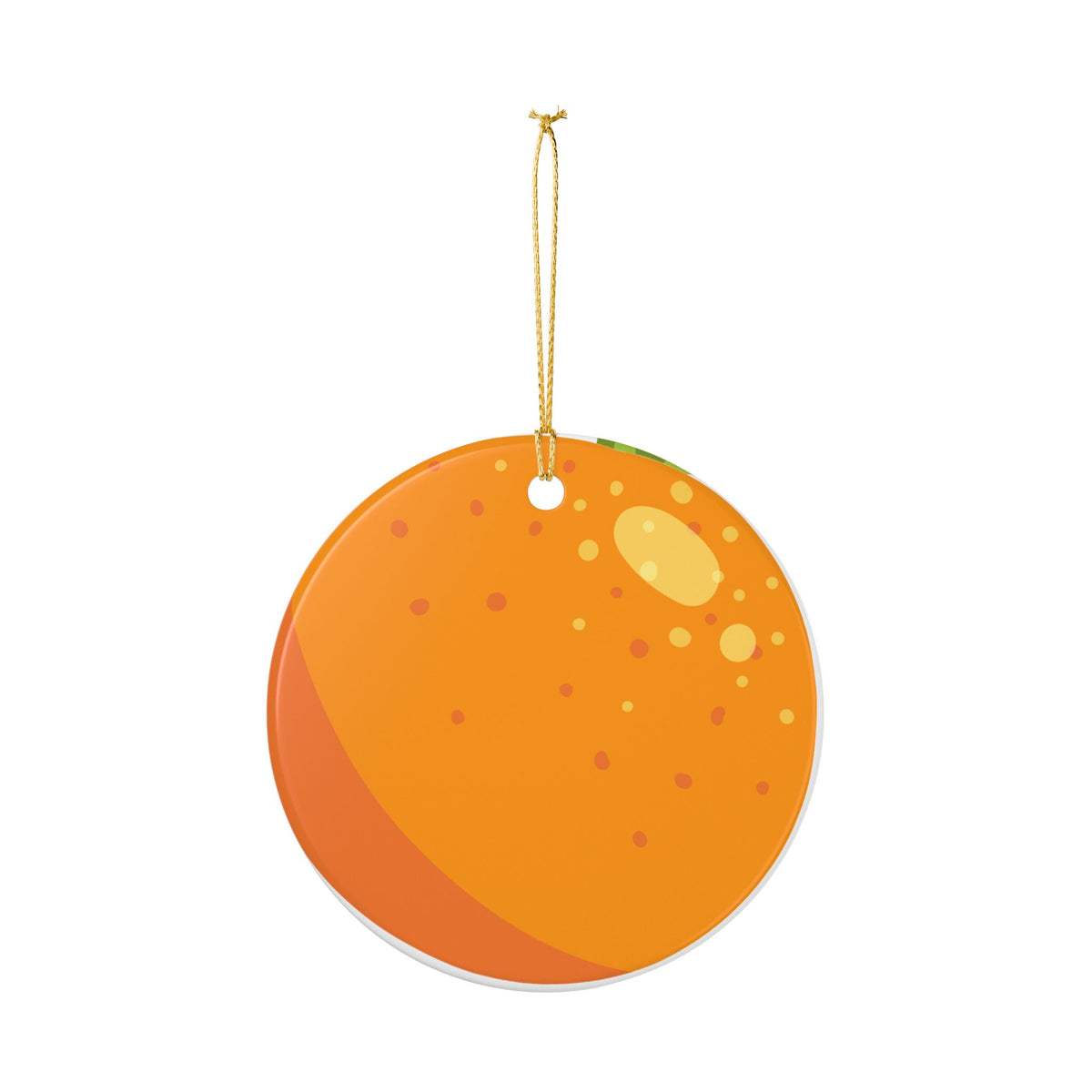 Orange Fruit Ceramic Ornament — Round Citrus Holiday Decoration