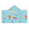Youth Hooded Towel – Whimsical UFOs & Umbrellas Beach Towel for Kids