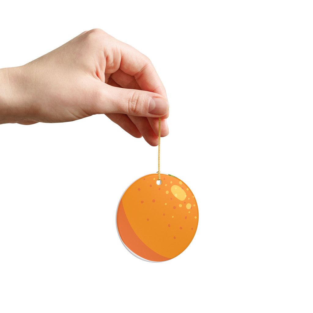 Orange Fruit Ceramic Ornament — Round Citrus Holiday Decoration