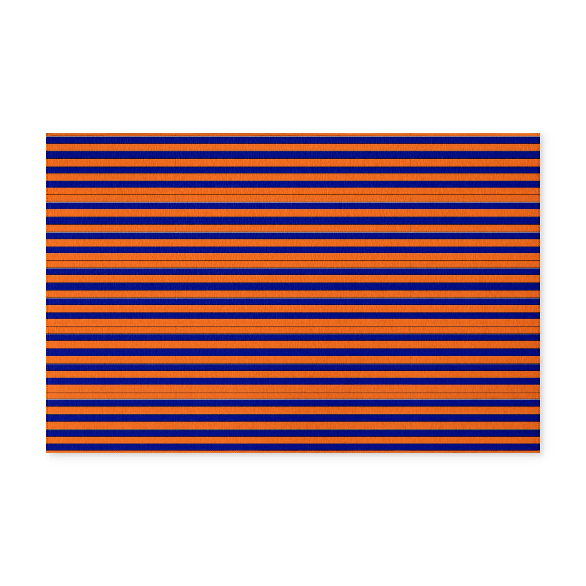 Striped Washable Rug – Navy & Orange Modern Floor Mat