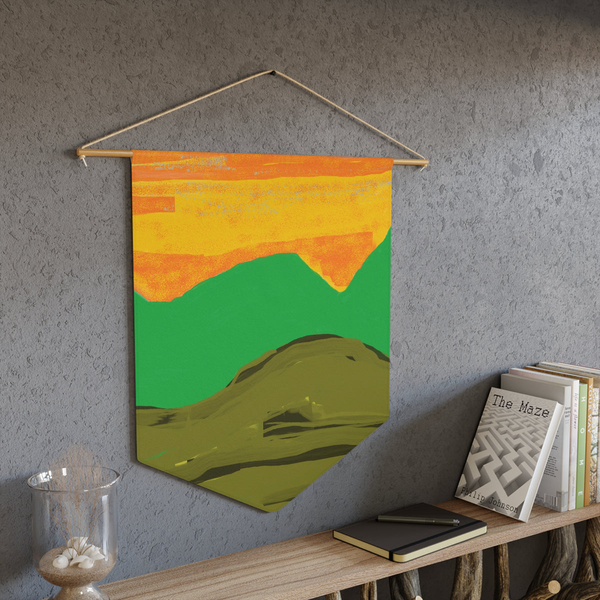 Sunset Ridge Pennant Wall Banner — Abstract Mountain Landscape Decor