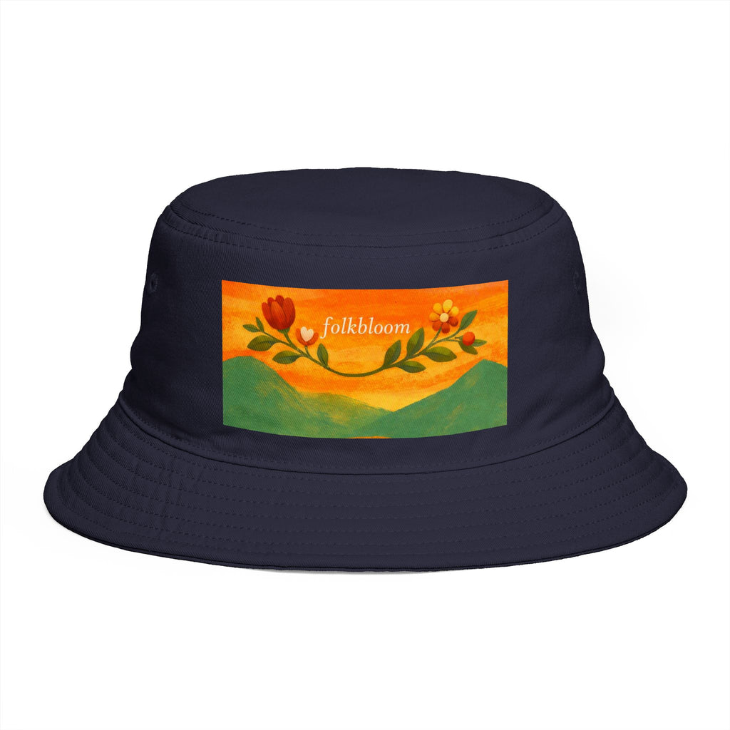 Folk Bloom floral banner Bucket Hat | tulip vine illustration