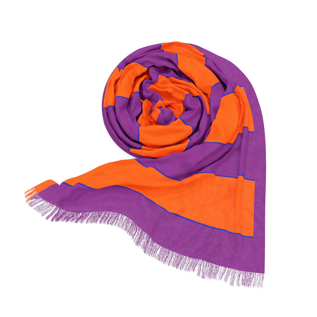 Bold Striped Scarf — Reversible Orange & Purple Lightweight Fashion Scarf
