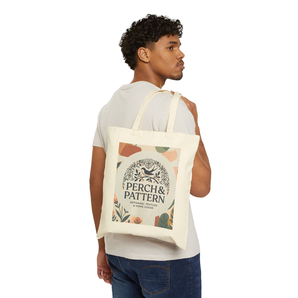 Perch & Pattern Floral Logo Canvas Tote