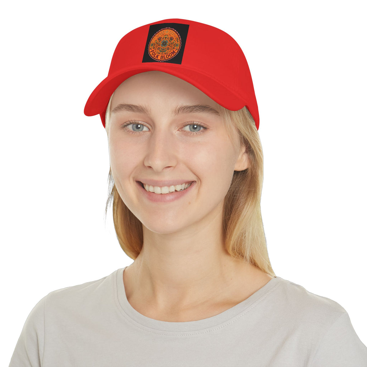 Folk Bloom Mandala Low Profile Cap | Floral Circular Emblem