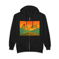 Full-Zip Hoodie — 'Folk Bloom' Floral Sunset Zip-Up