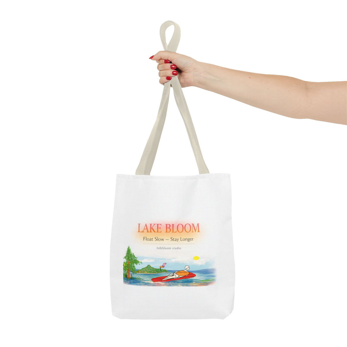 Lake Bloom Tote Bag — 'Float Slow, Stay Longer' Scenic Summer Tote