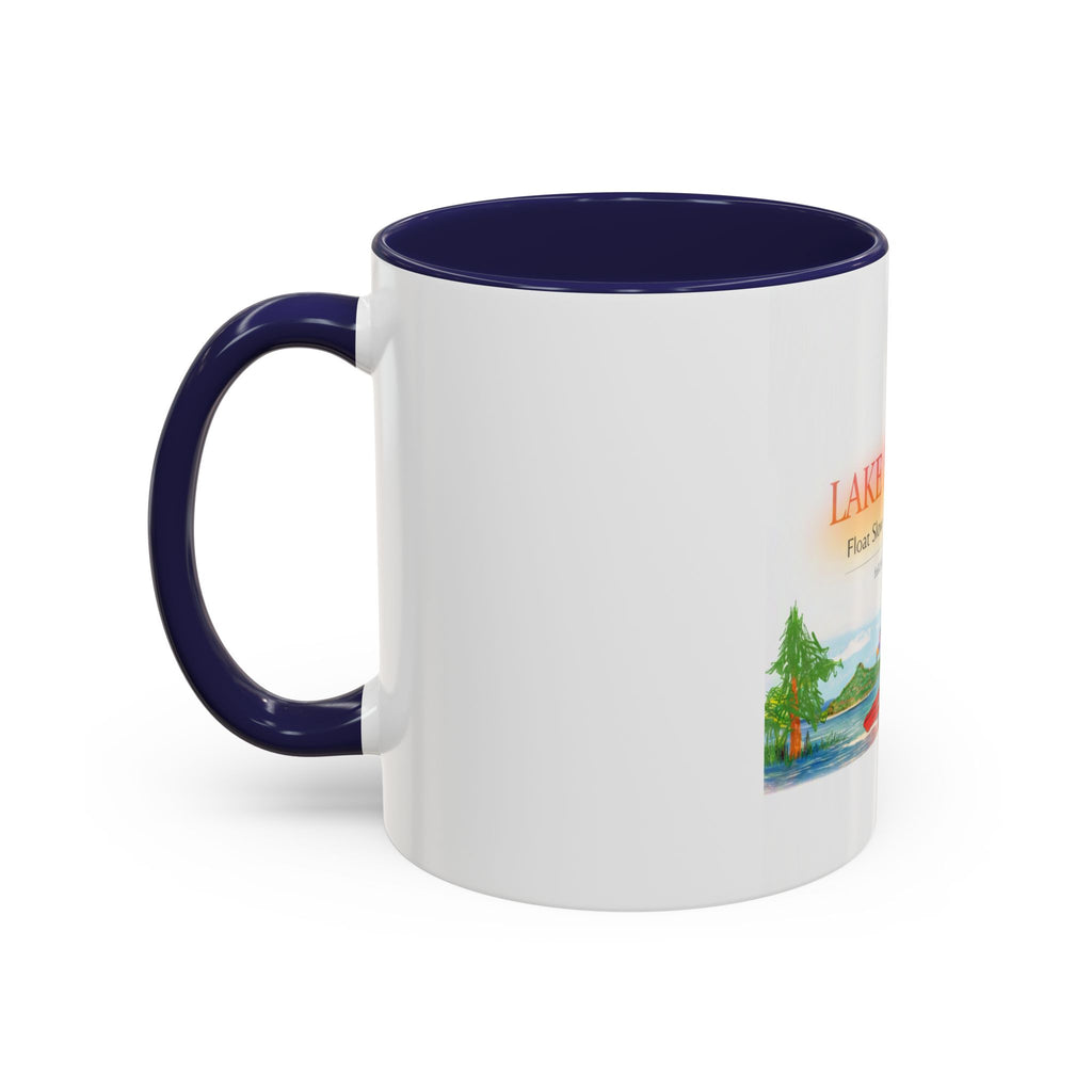 Lake Bloom Accent Coffee Mug – 'Float Slow, Stay Longer' Relaxing Kayak Design