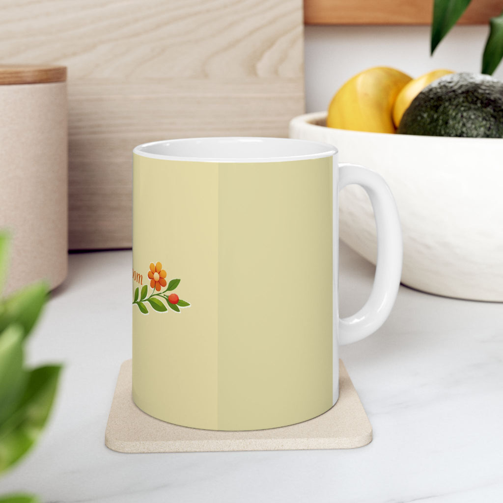 Folkbloom Floral Ceramic Mug — Vintage Flower Coffee Cup (11oz & 15oz)