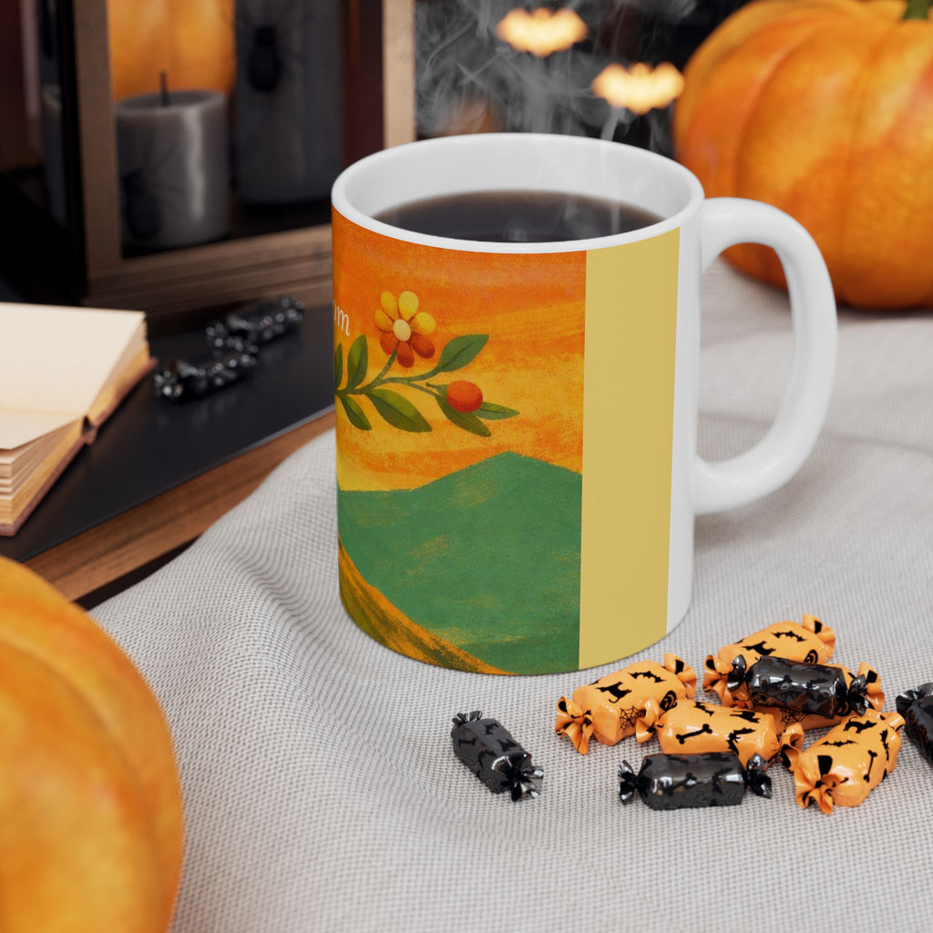 folkbloom floral sunrise mug | retro folk art ceramic mug