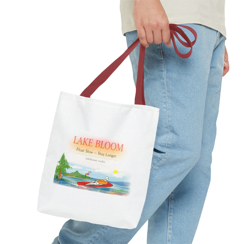 Lake Bloom Tote Bag — 'Float Slow, Stay Longer' Scenic Summer Tote