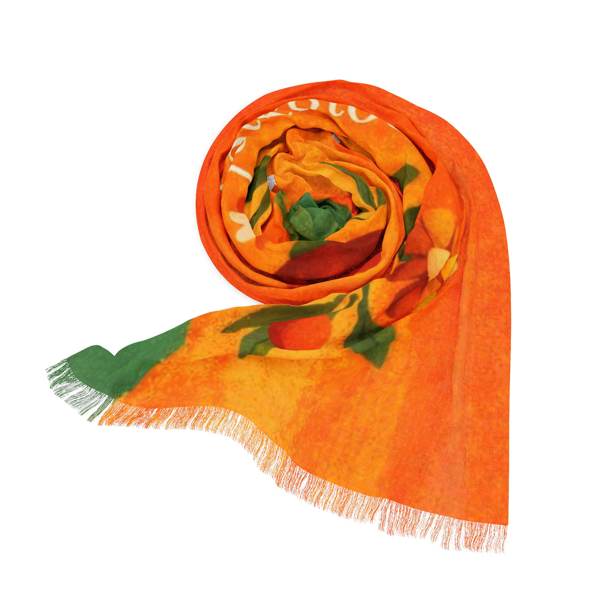 Folk Bloom floral vine Light Scarf | orange tulip spring design