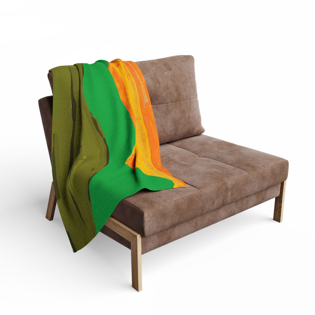 Abstract Sunset Mountain Arctic Fleece Blanket | Green Orange Landscape