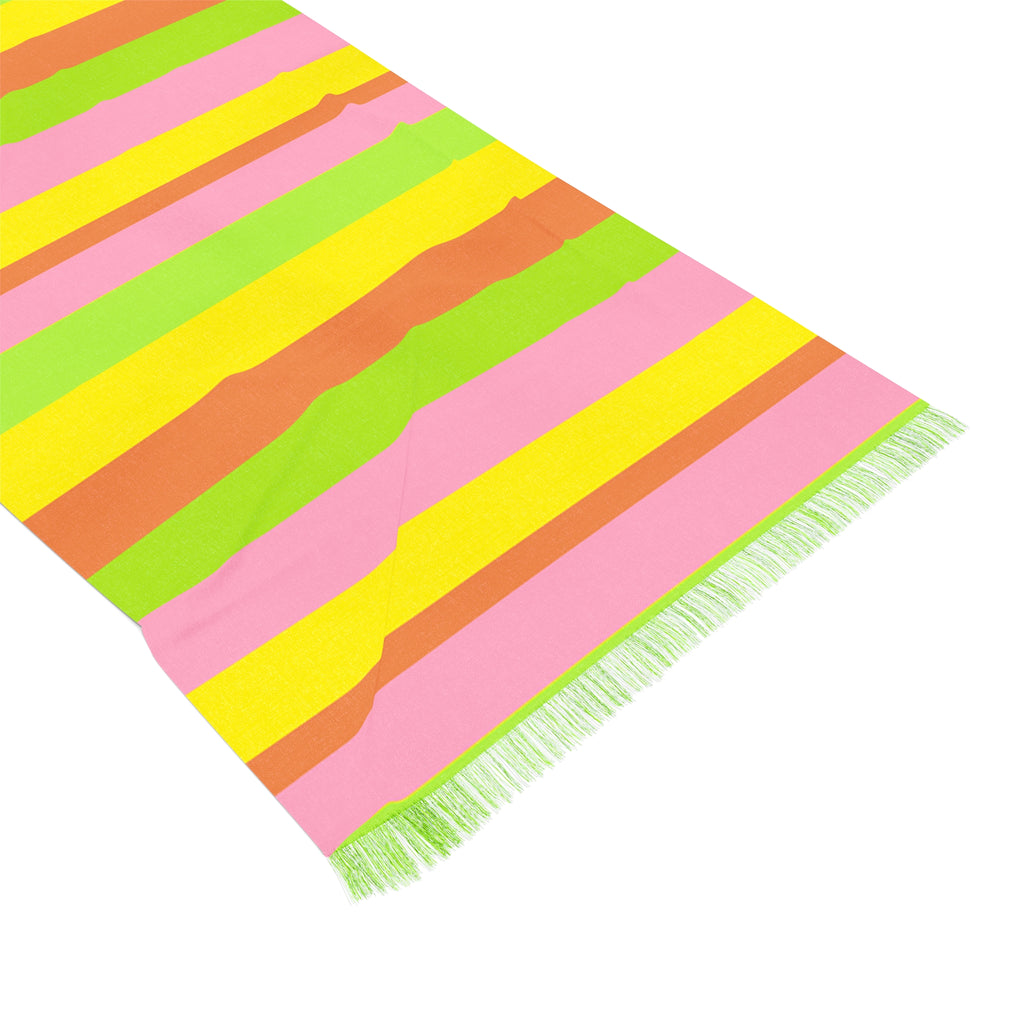 Neon Rainbow Stripe Scarf — Lightweight Pastel Spring Wrap