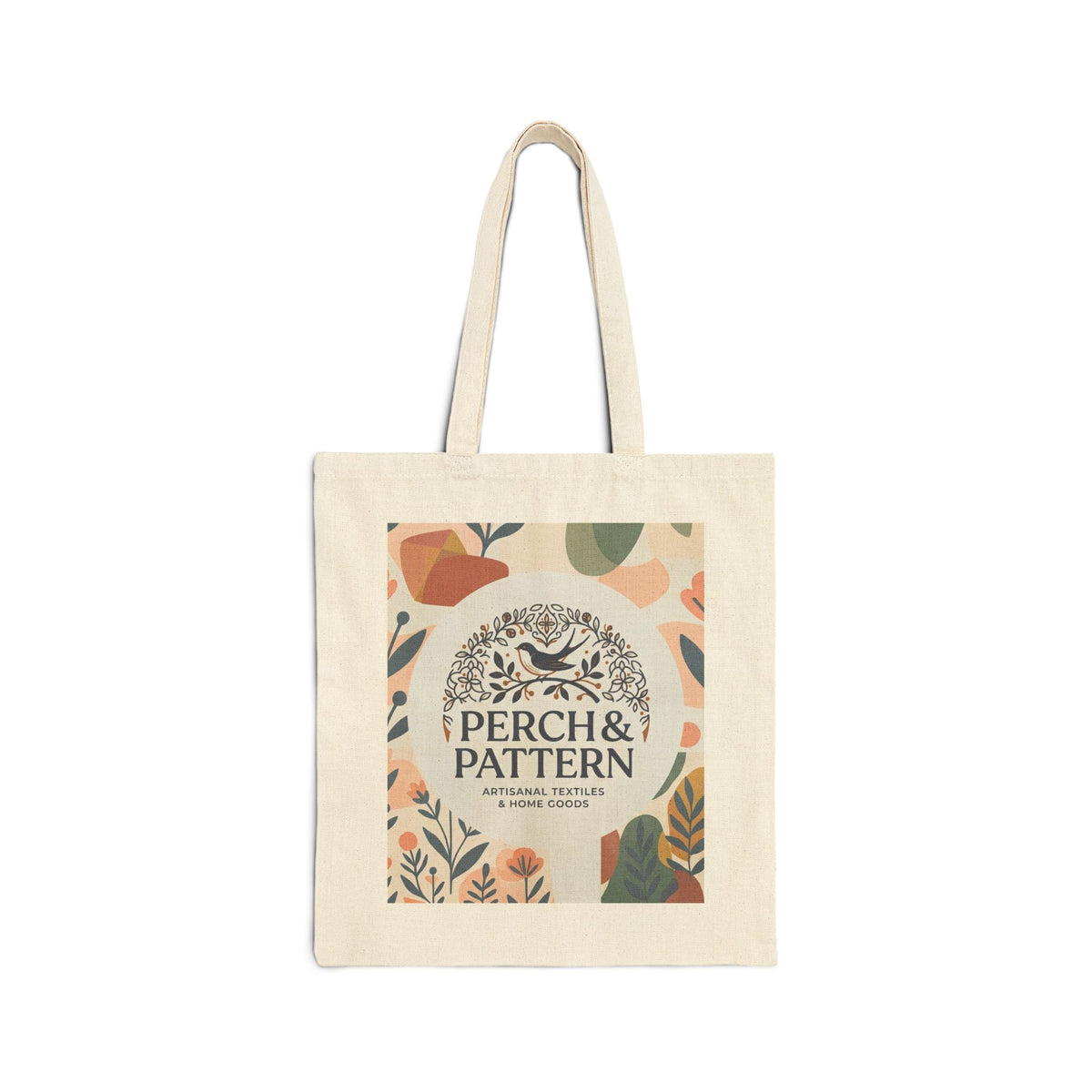 Perch & Pattern Floral Logo Canvas Tote