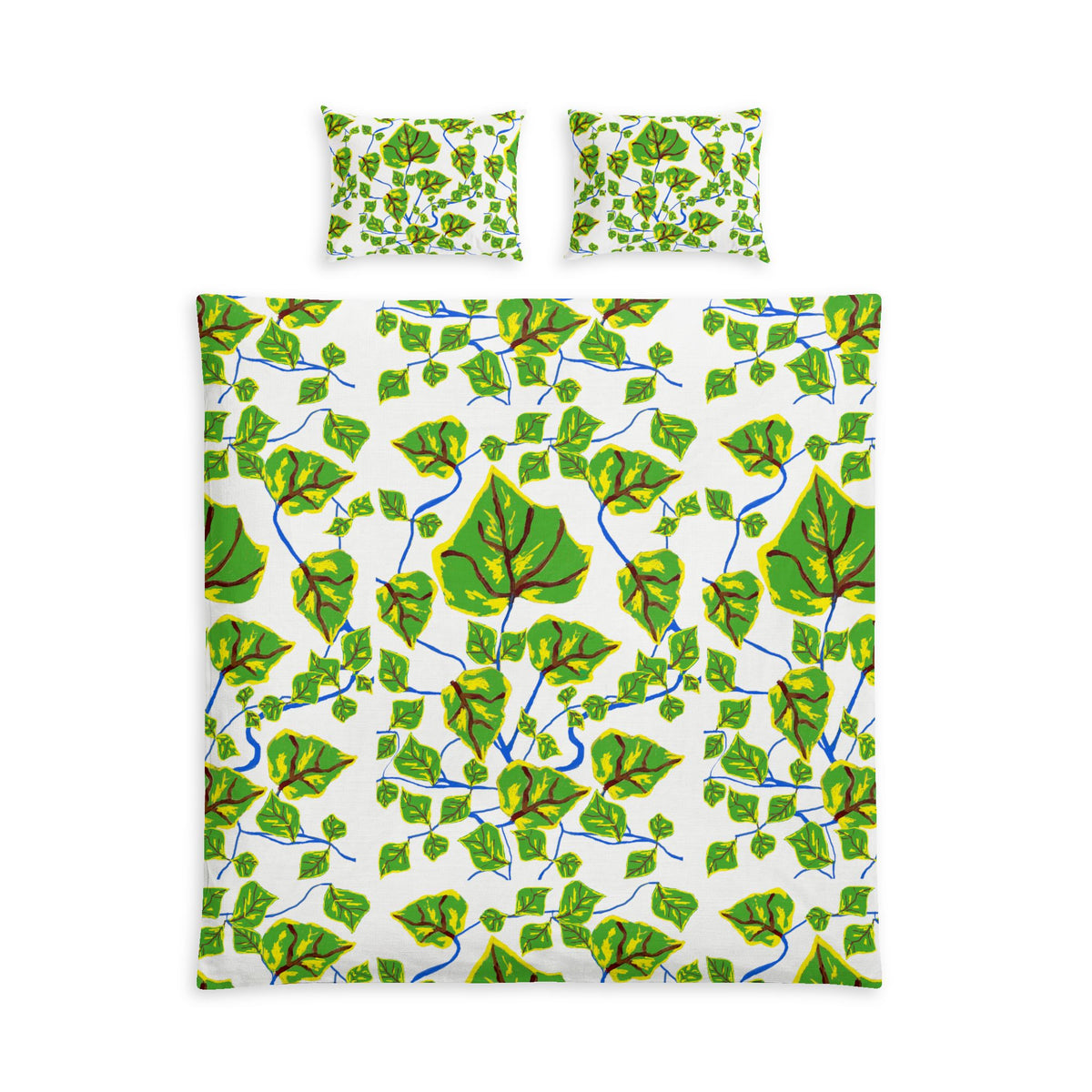 Leafy Vine Cotton Bed Set – Green Botanical Duvet Cover & Pillowcases