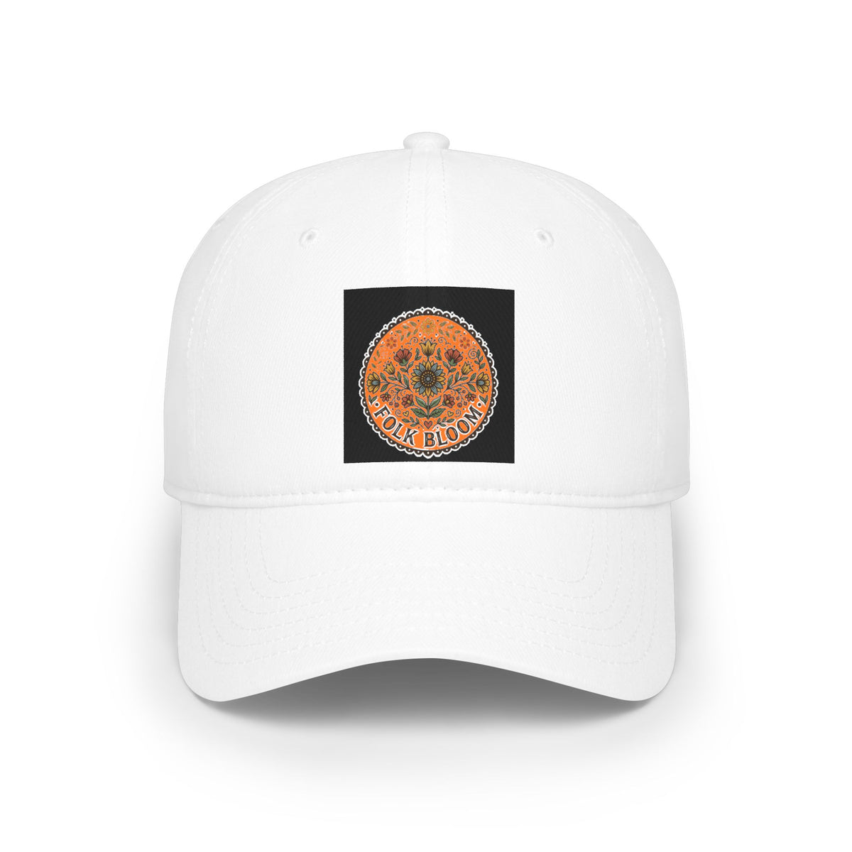 Folk Bloom Mandala Low Profile Cap | Floral Circular Emblem