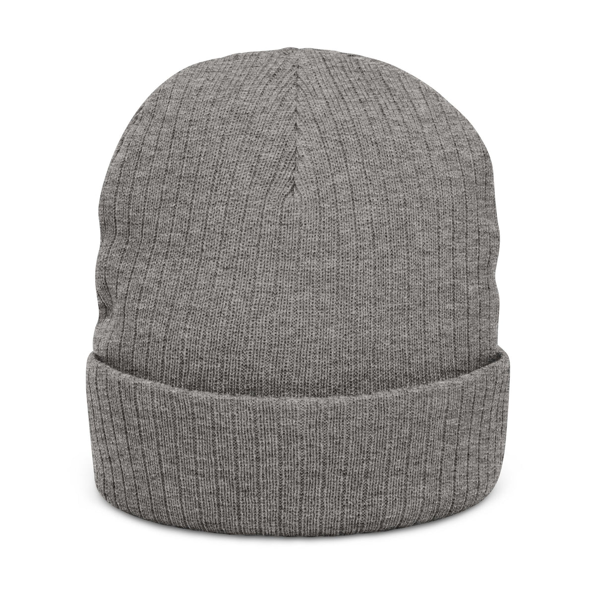 Embroidered Floral Ribbed Beanie – Cozy Knit Hat with Orange Flower Patch