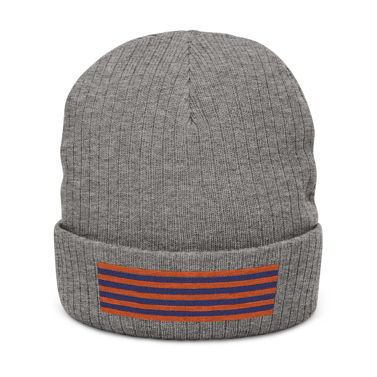 Embroidered Sunrise Smiley Ribbed Beanie — Cozy Knit Hat with Sunny Smile Patch