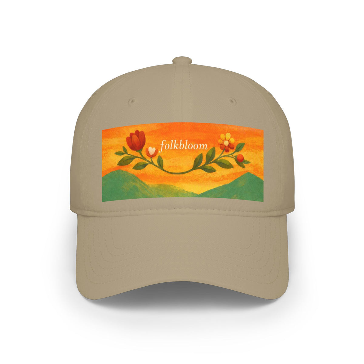 Low Profile Baseball Cap — Folk Bloom Floral Patch Hat