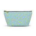 Blue Polka Dot Accessory Pouch — Cosmetic Zip T-Bottom Bag