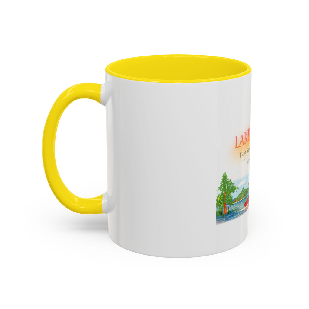 Lake Bloom Accent Coffee Mug – 'Float Slow, Stay Longer' Relaxing Kayak Design