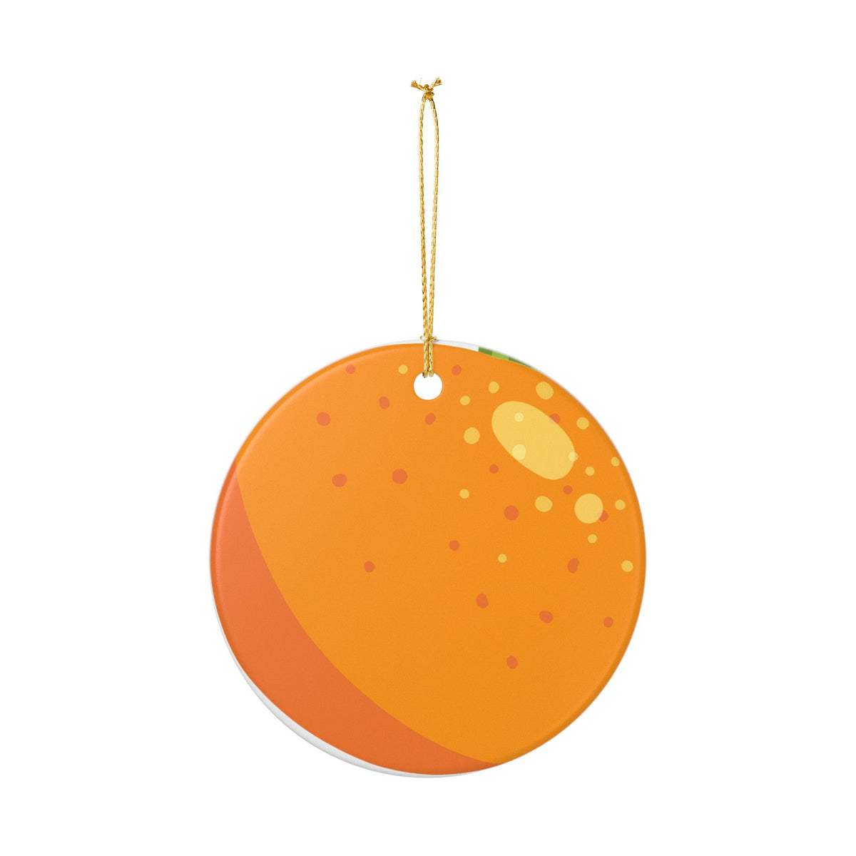 Orange Fruit Ceramic Ornament — Round Citrus Holiday Decoration