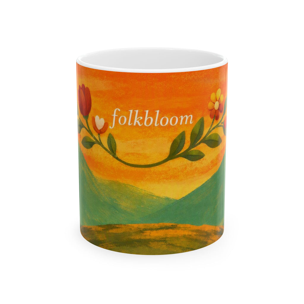 folkbloom floral sunrise mug | retro folk art ceramic mug