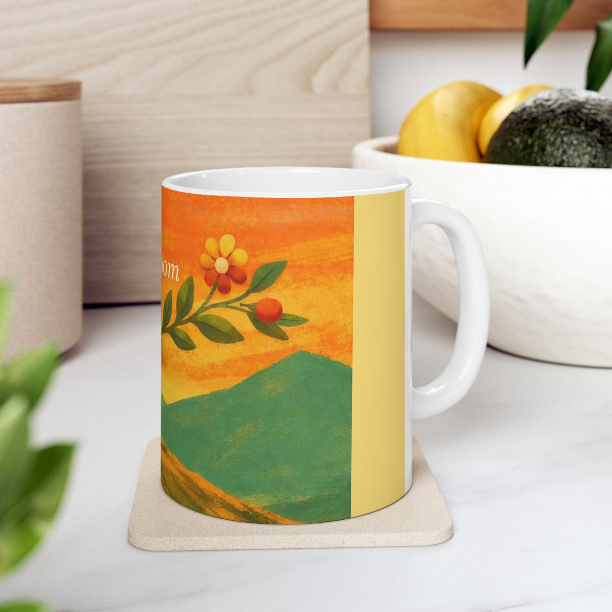 folkbloom floral sunrise mug | retro folk art ceramic mug