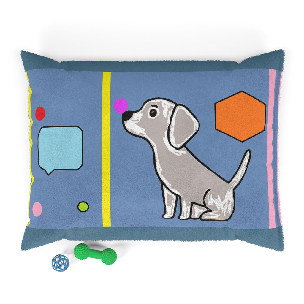 Colorful Cartoon Dog Pet Bed — Modern Geometric Puppy Cushion
