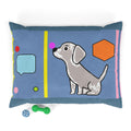 Colorful Cartoon Dog Pet Bed — Modern Geometric Puppy Cushion