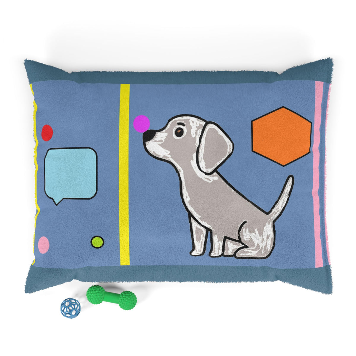 Colorful Cartoon Dog Pet Bed — Modern Geometric Puppy Cushion