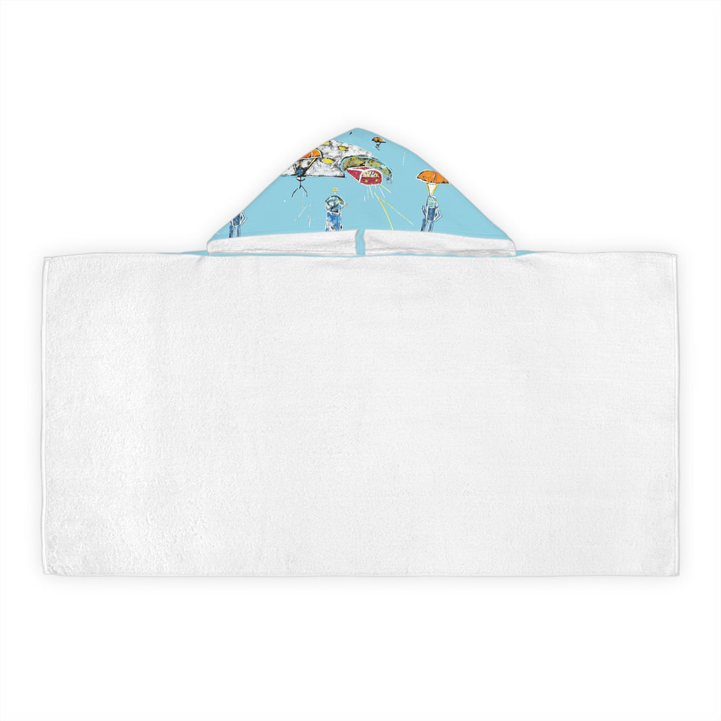 Youth Hooded Towel – Whimsical UFOs & Umbrellas Beach Towel for Kids