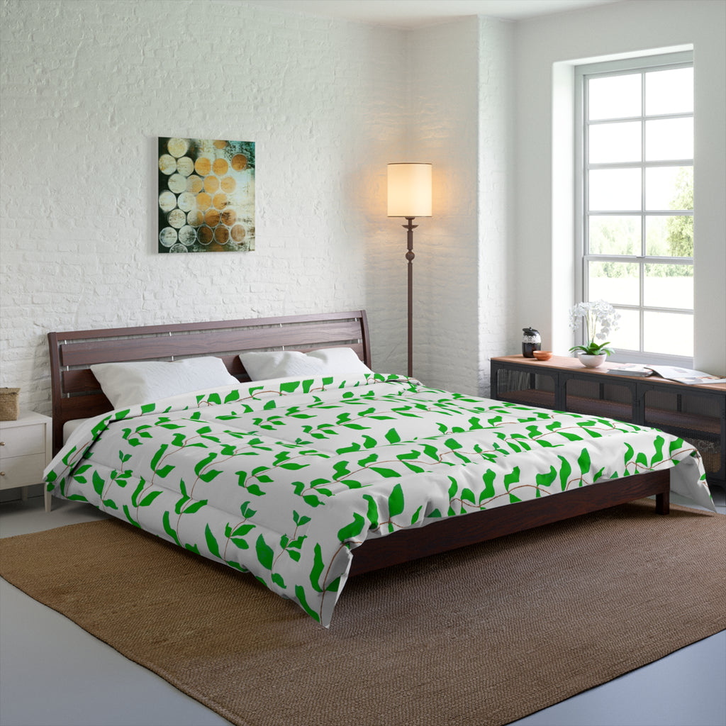 Leaf Pattern Comforter - Green Vine Botanical Duvet Cover
