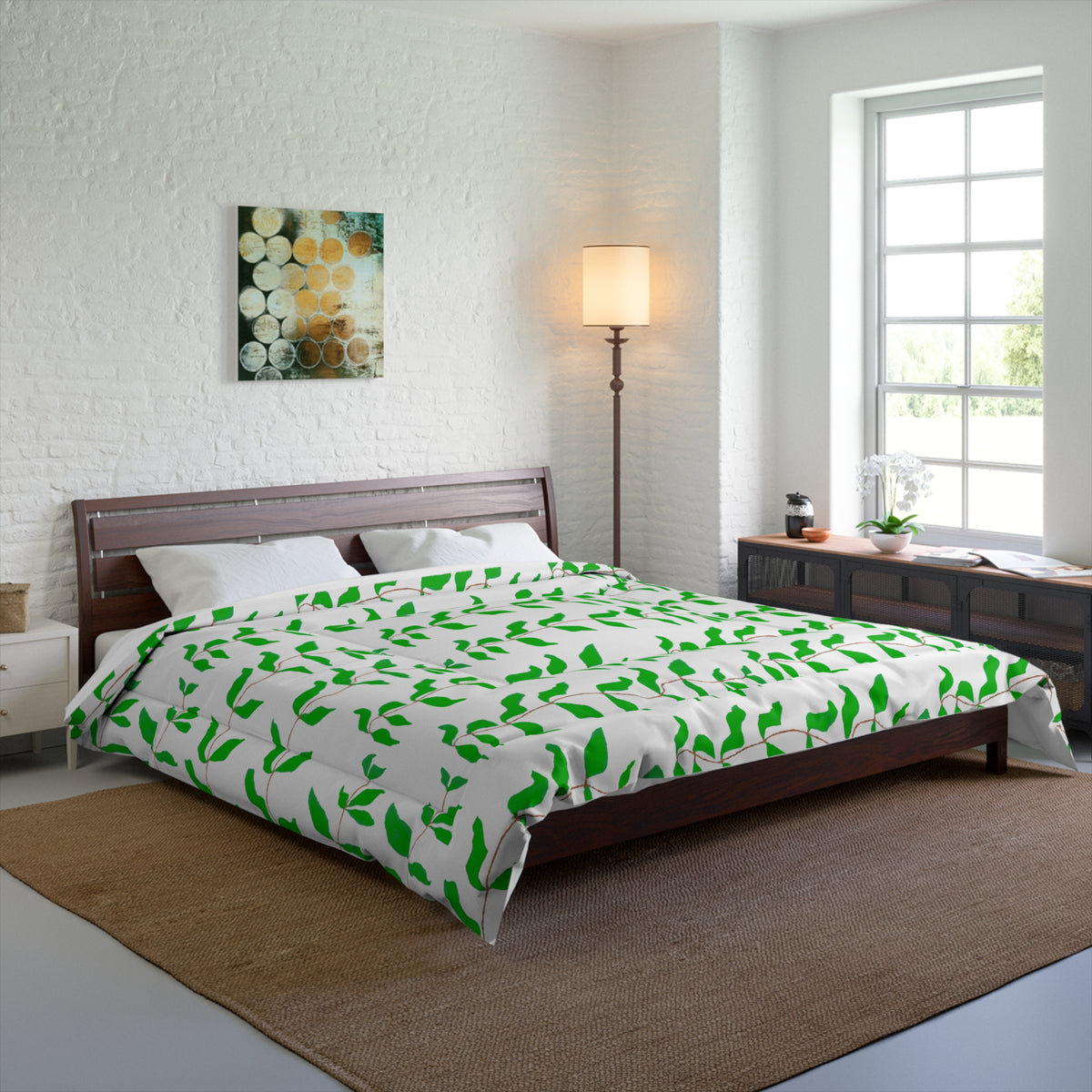Leaf Pattern Comforter - Green Vine Botanical Duvet Cover