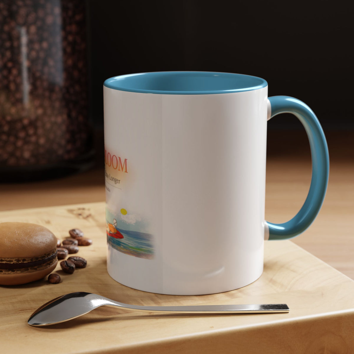 Lake Bloom Accent Coffee Mug – 'Float Slow, Stay Longer' Relaxing Kayak Design