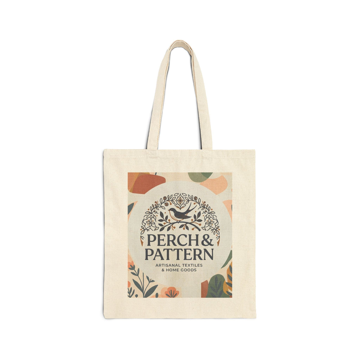 Perch & Pattern Floral Logo Canvas Tote