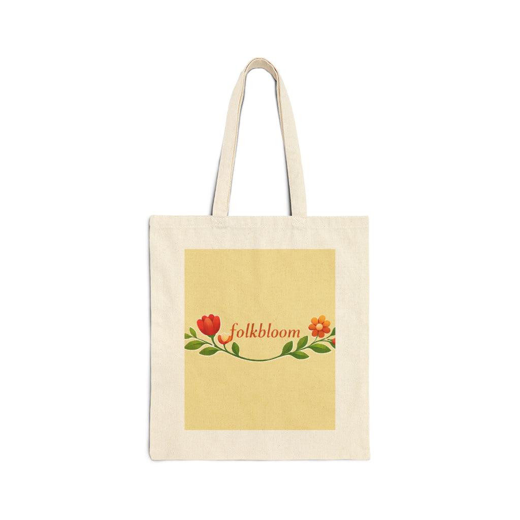 Folk Bloom floral vine tote bag | canvas market tote, botanical design