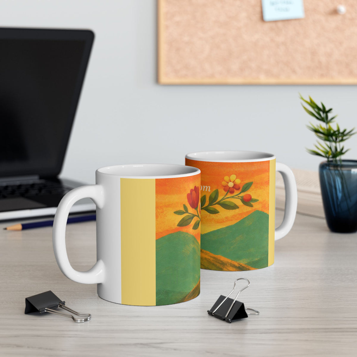 folkbloom floral sunrise mug | retro folk art ceramic mug