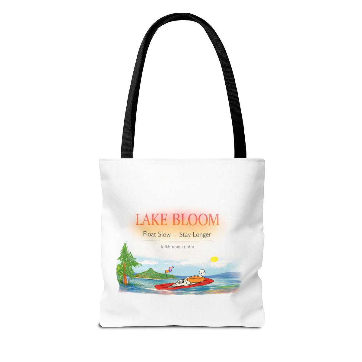 Lake Bloom Tote Bag — 'Float Slow, Stay Longer' Scenic Summer Tote