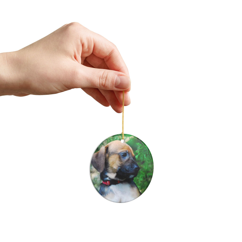 Puppy Portrait Ornament | Ceramic Round Photo Ornament