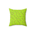 Lime Green Floral Pattern Square Pillow