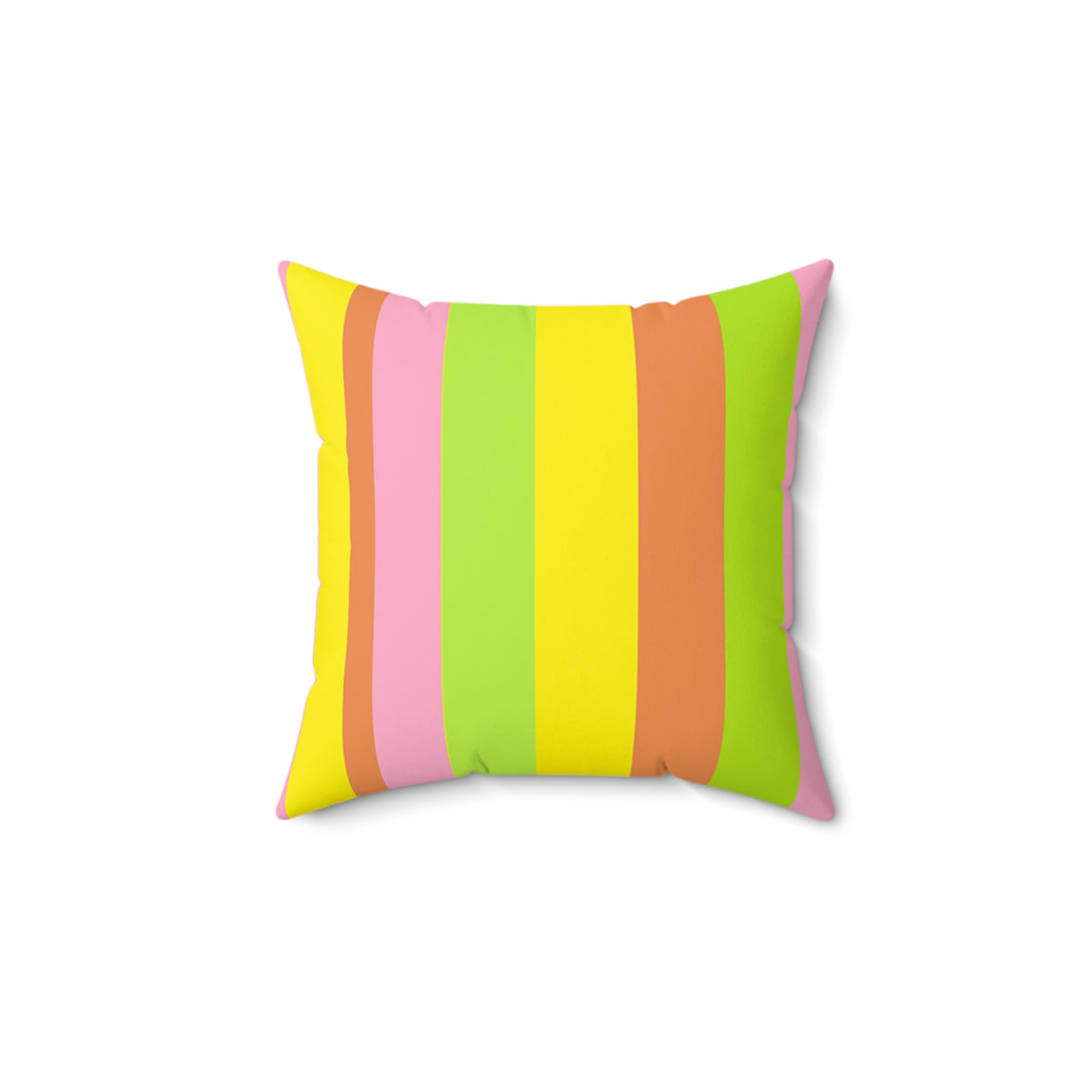 Colorful Pastel Stripe Square Pillow — Bright Neon Retro Accent Cushion