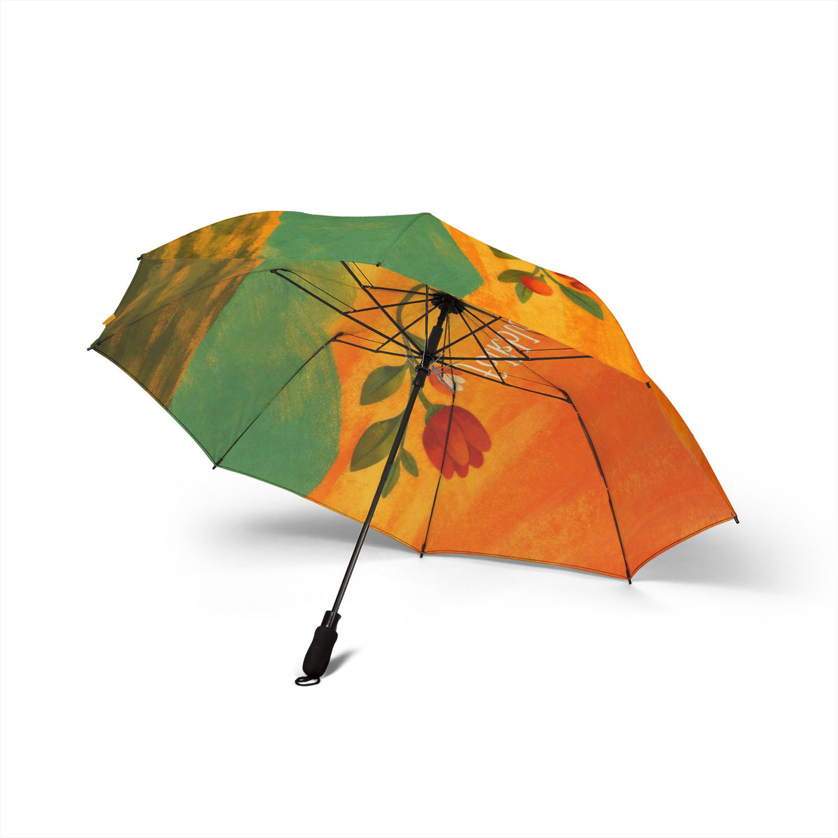 Floral Folk Art Foldable Umbrella – 'Folktbloom' Compact Rain Guard