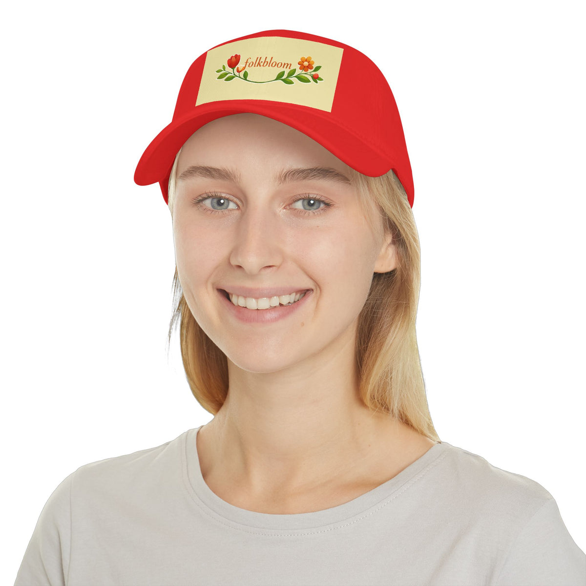 Folk Bloom floral vine embroidery patch Cap | Low Profile Baseball Cap