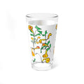 16oz Floral Mixing Glass – Hand-Drawn Yellow Wildflower Cocktail Glass