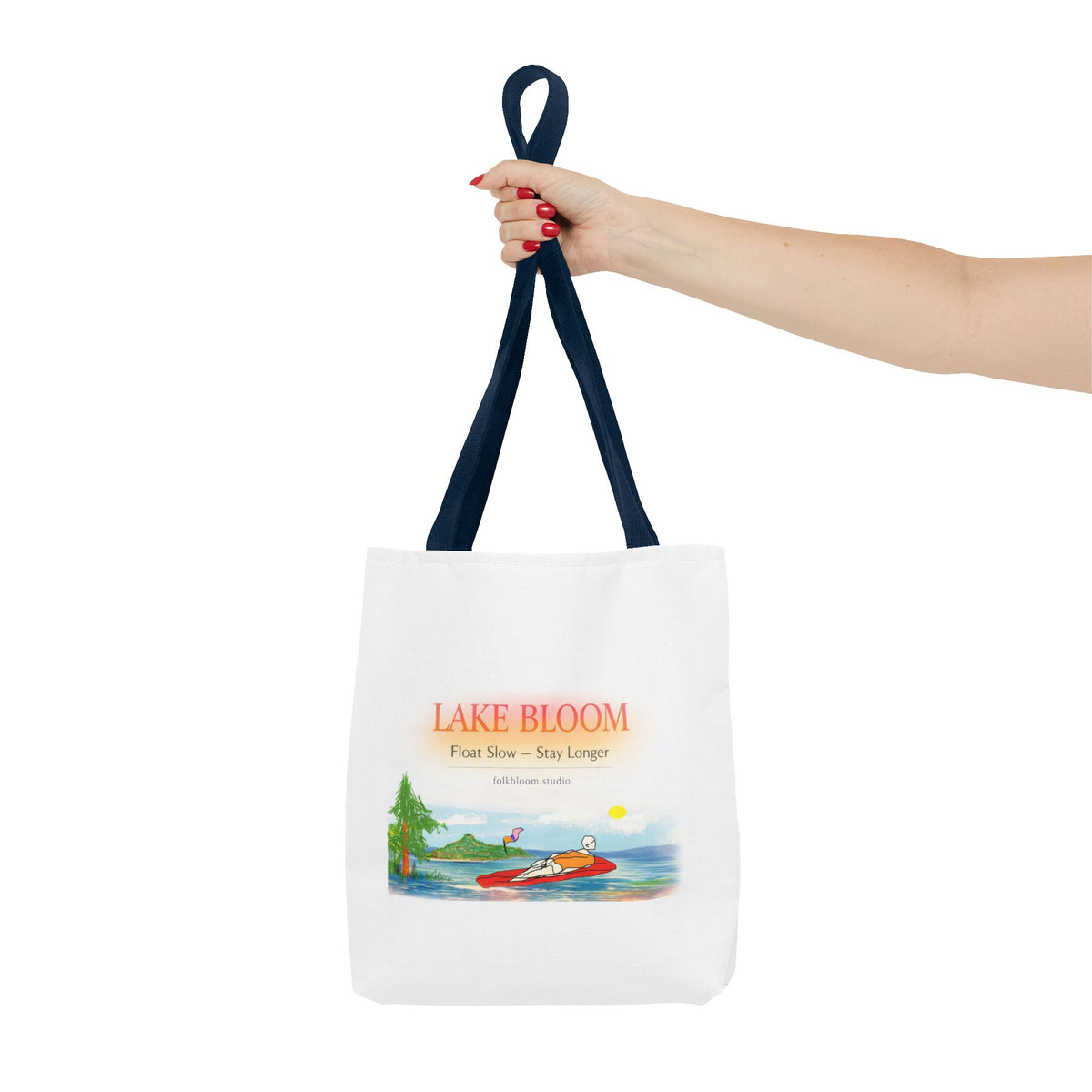 Lake Bloom Tote Bag — 'Float Slow, Stay Longer' Scenic Summer Tote