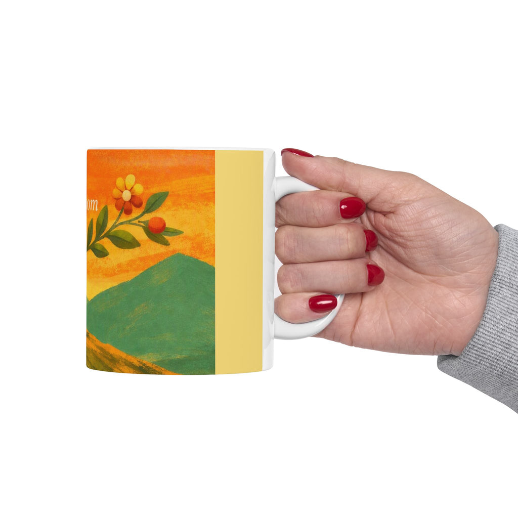 folkbloom floral sunrise mug | retro folk art ceramic mug